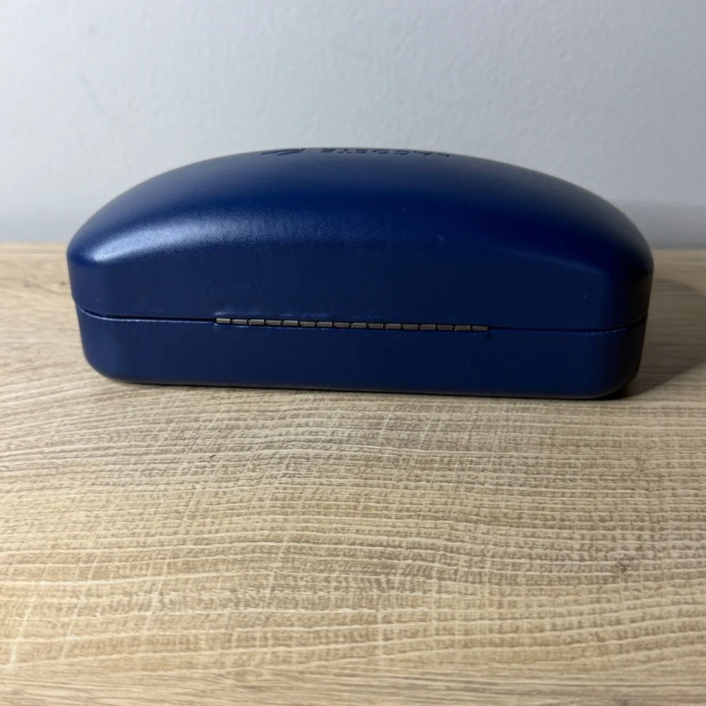 Lacoste‎ Navy Eyeglass Case Clamshell Sunglasses Holder Preppy Minimalist Luxe